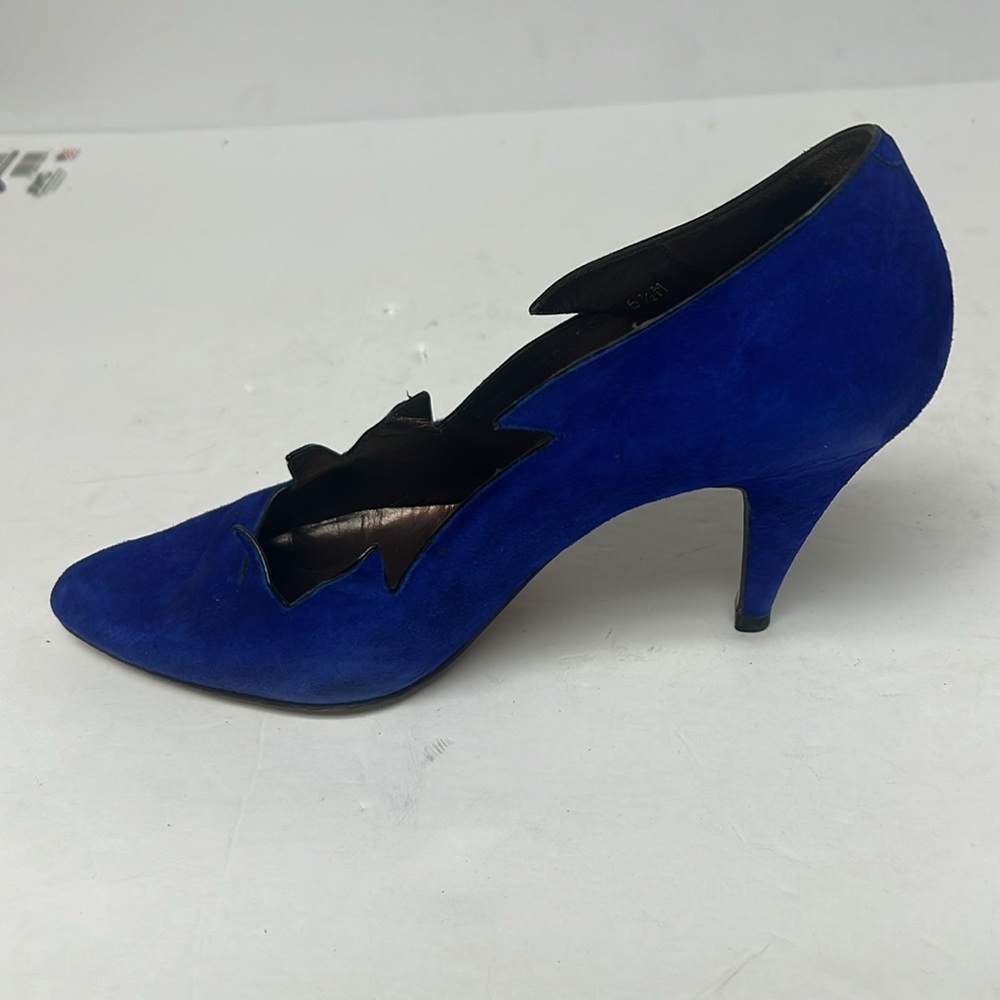Vintage Bally Blue Suede Flame Pointed Toe High Heel Rare Pump Sz 6.5 - Picture 8 of 13